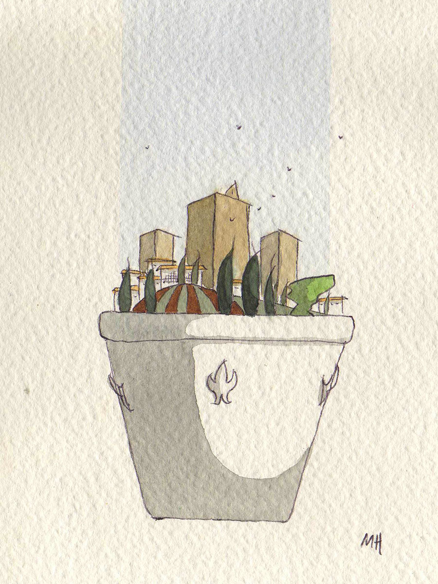 A watercolor of San Gimignano in a pot :)
